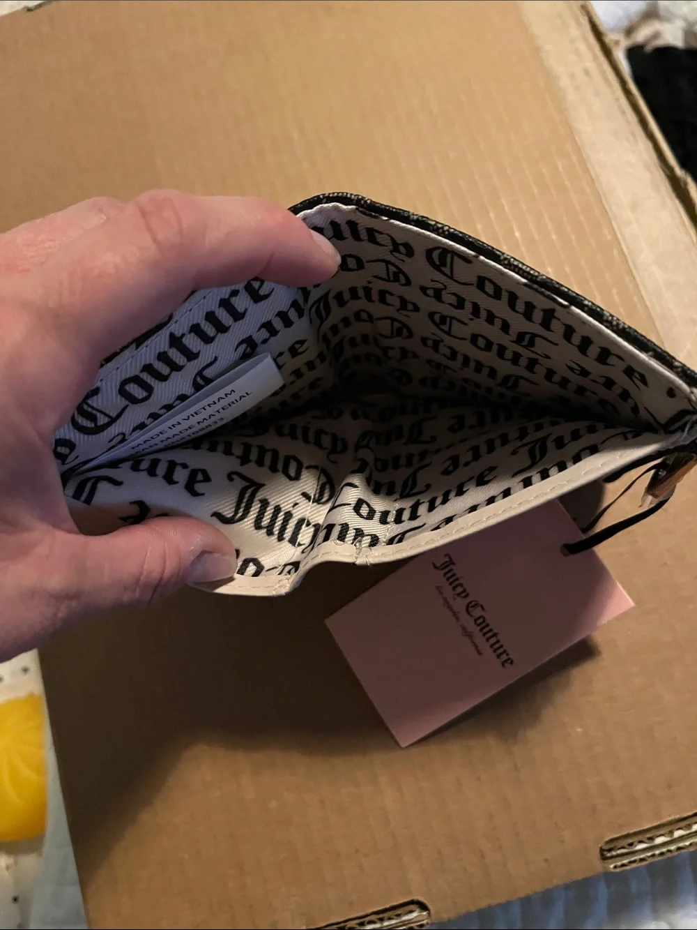 Juicy Couture Black Signature Toiletry Bag with Silver Heart Charm